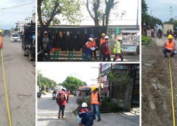 Perbaikan ruas Jalan Ade Irma Suryani Kecamatan Siantar Utara Kota Pematang Siantar yang mengalami kerusakan parah (f:ist/konstruktif)