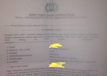 Surat Tanda Terima Laporan Polisi (f:ist/konstruktif)