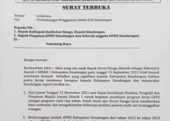 Surat terbuka kepada Bapak Radiapoh Hasiolan Sinaga sebagai Bupati Simalungun (f:ist/konstruktif)